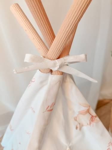 Tipi namiot 55cm Bunny Land, dla królika, świnki morskiej, szynszyli, styl boho, wzór w króliki